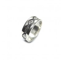 R002323 Handmade Sterling Silver Ring Band DNA 8mm Wide Genuine Solid Stamped 925